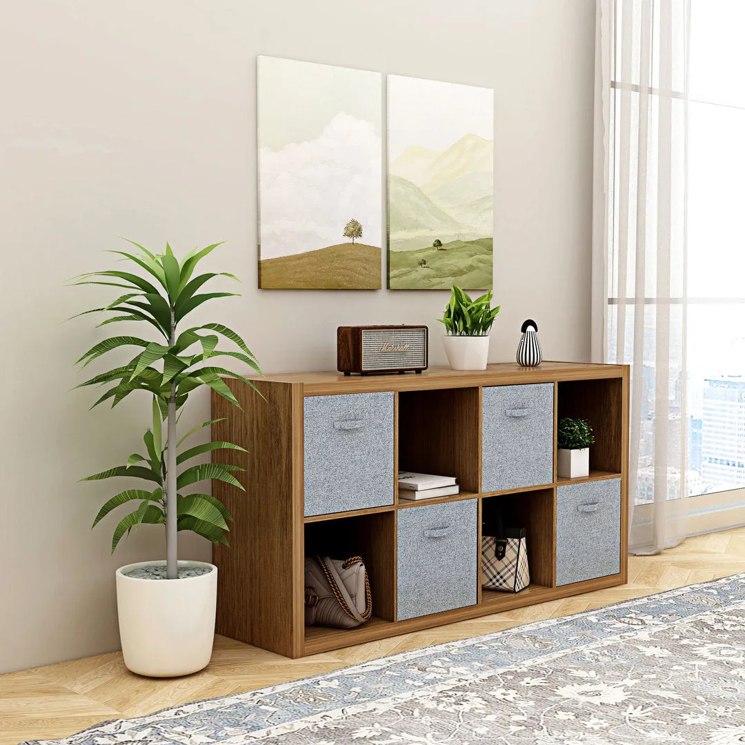 Raajan 57.5" H x 29.9" W Cube Bookcase with Opened Back Shelves ,8-Cube Organizer Storage Latitude Run® Color: Walnut