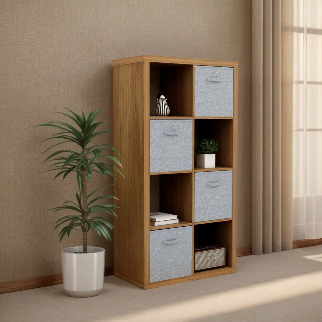 Raajan 57.5" H x 29.9" W Cube Bookcase with Opened Back Shelves ,8-Cube Organizer Storage Latitude Run® Color: Walnut