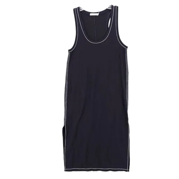RAG &amp; BONE Marlon Black Tank Midi Dress Black Contrasting Stitch Slits SMALL