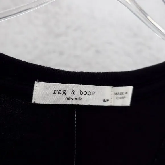 RAG &amp; BONE Marlon Black Tank Midi Dress Black Contrasting Stitch Slits SMALL