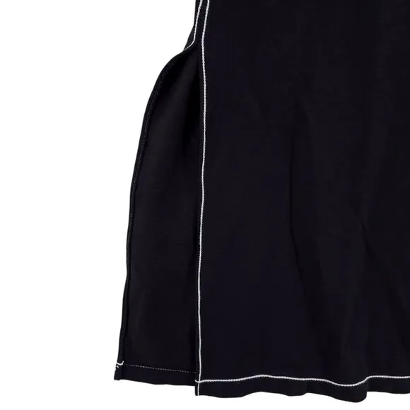 RAG &amp; BONE Marlon Black Tank Midi Dress Black Contrasting Stitch Slits SMALL