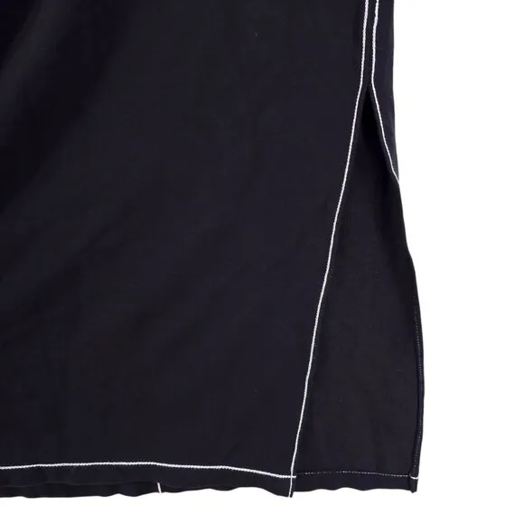 RAG &amp; BONE Marlon Black Tank Midi Dress Black Contrasting Stitch Slits SMALL