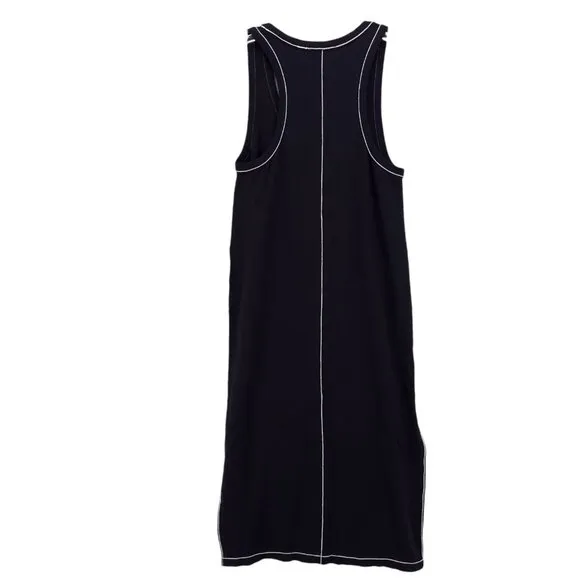 RAG &amp; BONE Marlon Black Tank Midi Dress Black Contrasting Stitch Slits SMALL