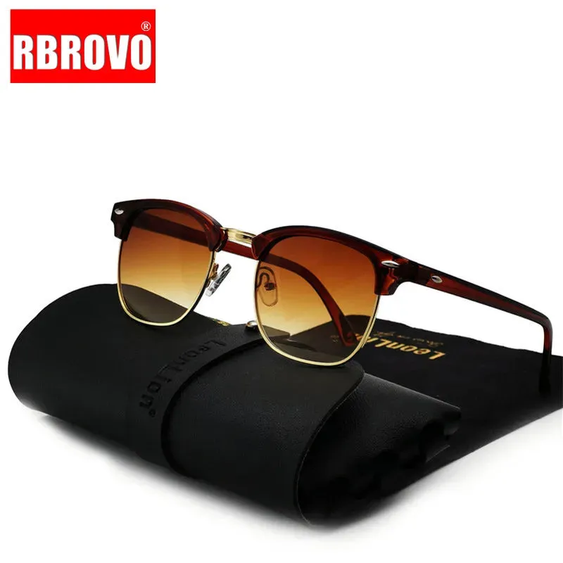 RBROVO Semi-Rimless Retro Sunglasses