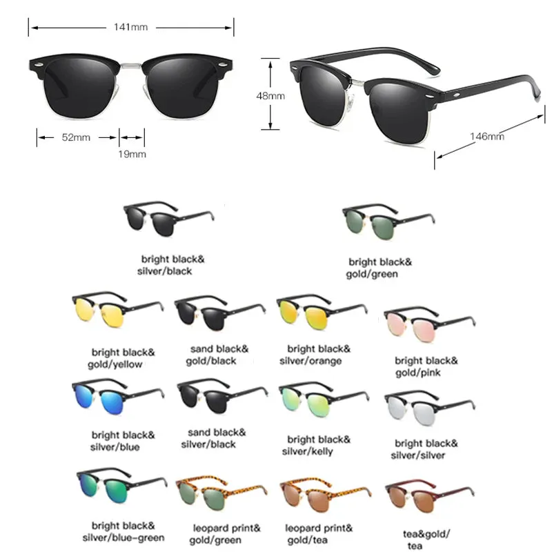 RBROVO Semi-Rimless Retro Sunglasses