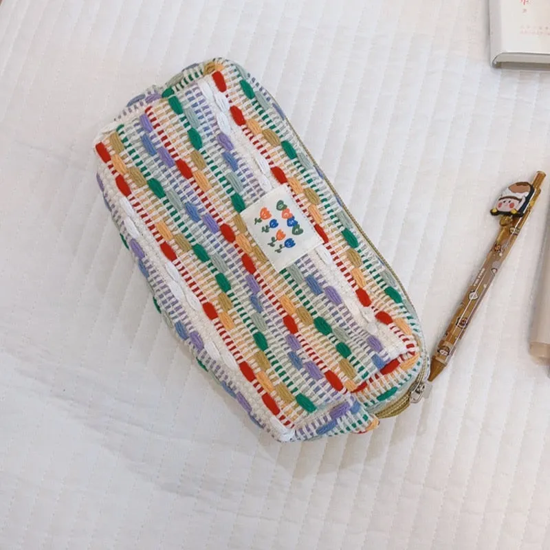 Realaiot Cosmetic Bag For Women Make Up Small Cute Makeup Fabric Toiletry Bag Students Pencil Case Organizer Pouch For Brushes Cosmetics