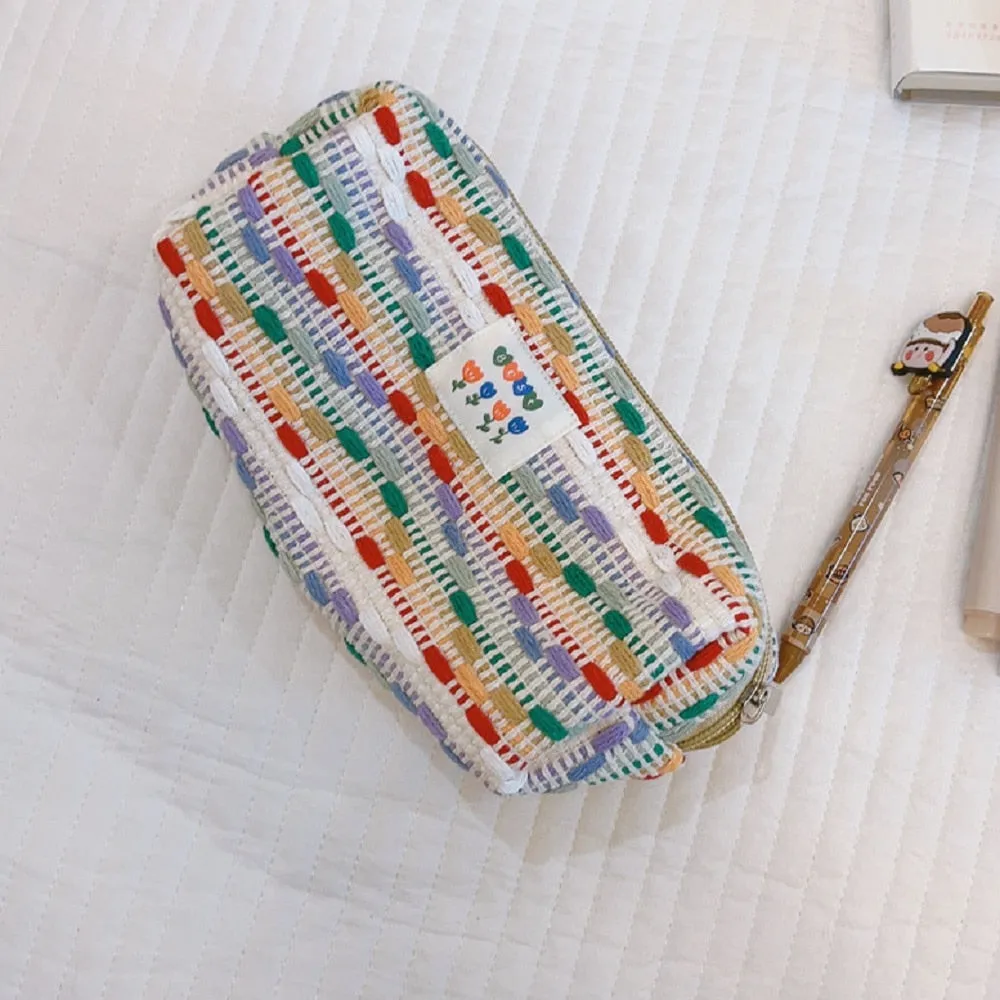 Realaiot Cosmetic Bag For Women Make Up Small Cute Makeup Fabric Toiletry Bag Students Pencil Case Organizer Pouch For Brushes Cosmetics
