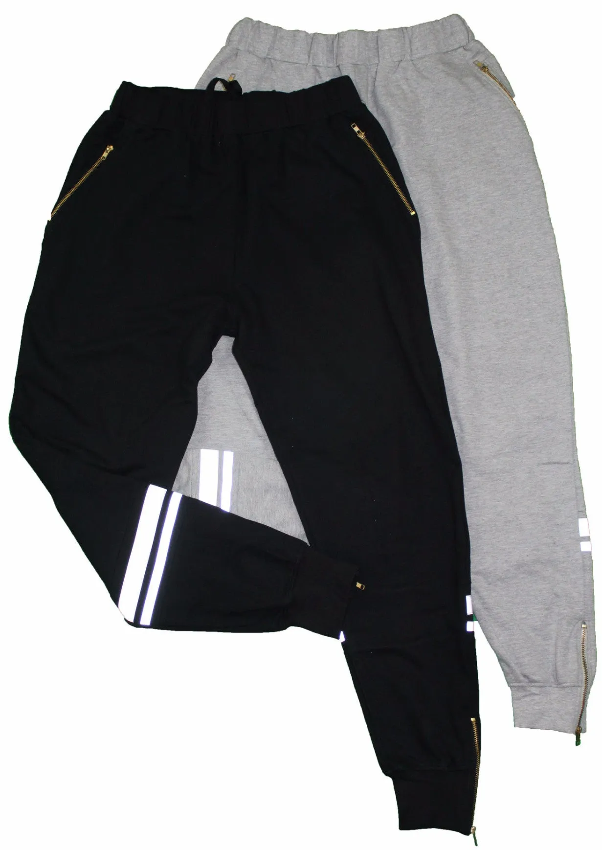 Reflective Zippered Men's Sweatsuit Joggers