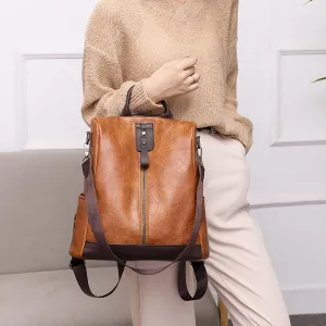 Retro Pattern Backpack, Zipper Shoulder Bag With Removable Strap Hand Laptop Purse
