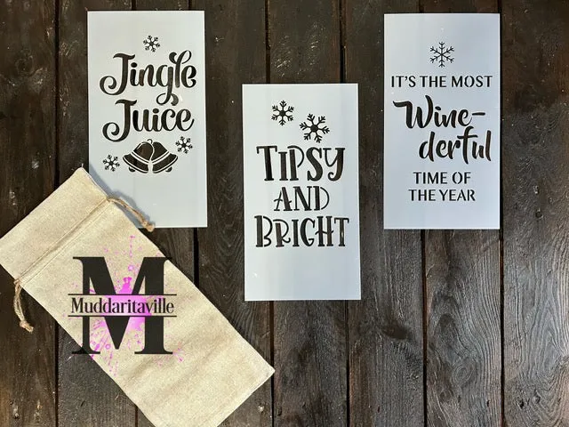 S0838 Wine bag sayings - sold in sets of 3