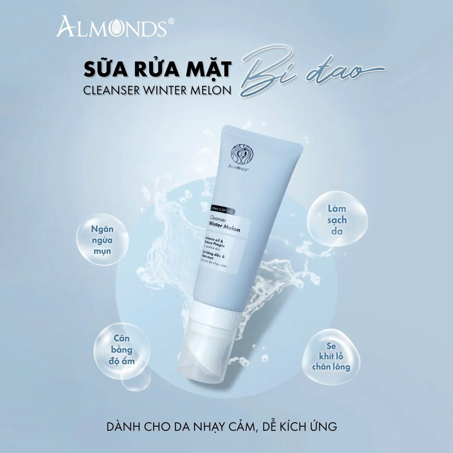 Sữa Rửa Mặt Bí Đao Almonds 100ml