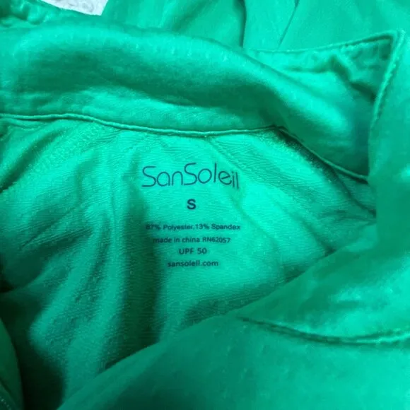 Sansoleil Womens 1/4 Zip Long Sleeve UPF 50 Active Pullover Jacket Small Green