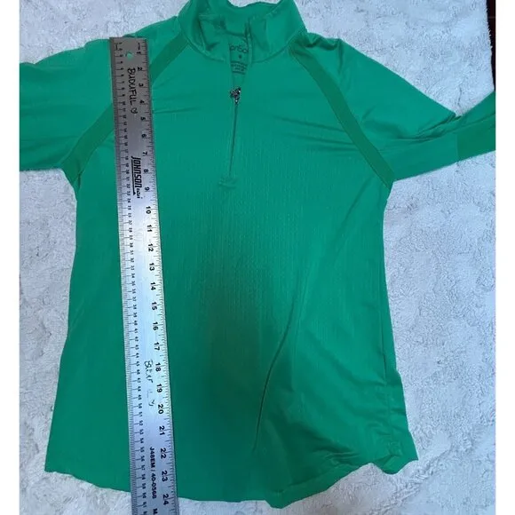 Sansoleil Womens 1/4 Zip Long Sleeve UPF 50 Active Pullover Jacket Small Green