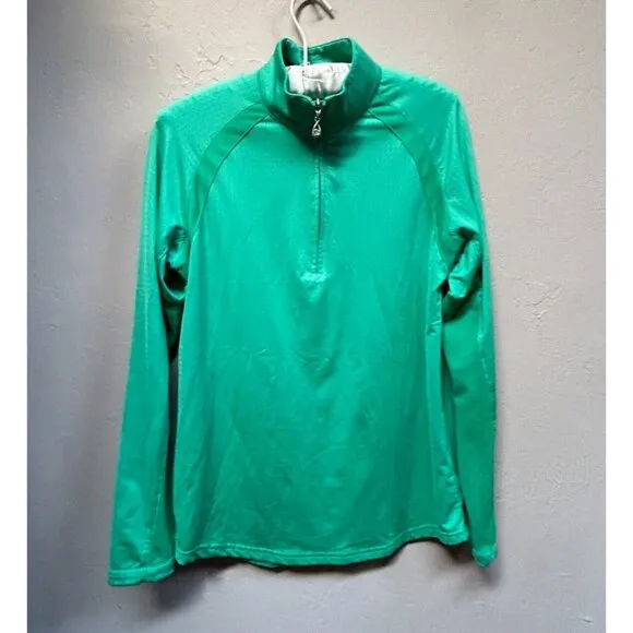 Sansoleil Womens 1/4 Zip Long Sleeve UPF 50 Active Pullover Jacket Small Green