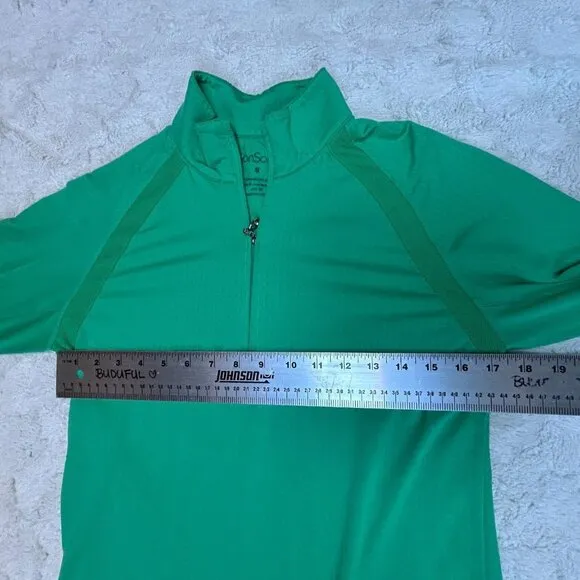 Sansoleil Womens 1/4 Zip Long Sleeve UPF 50 Active Pullover Jacket Small Green