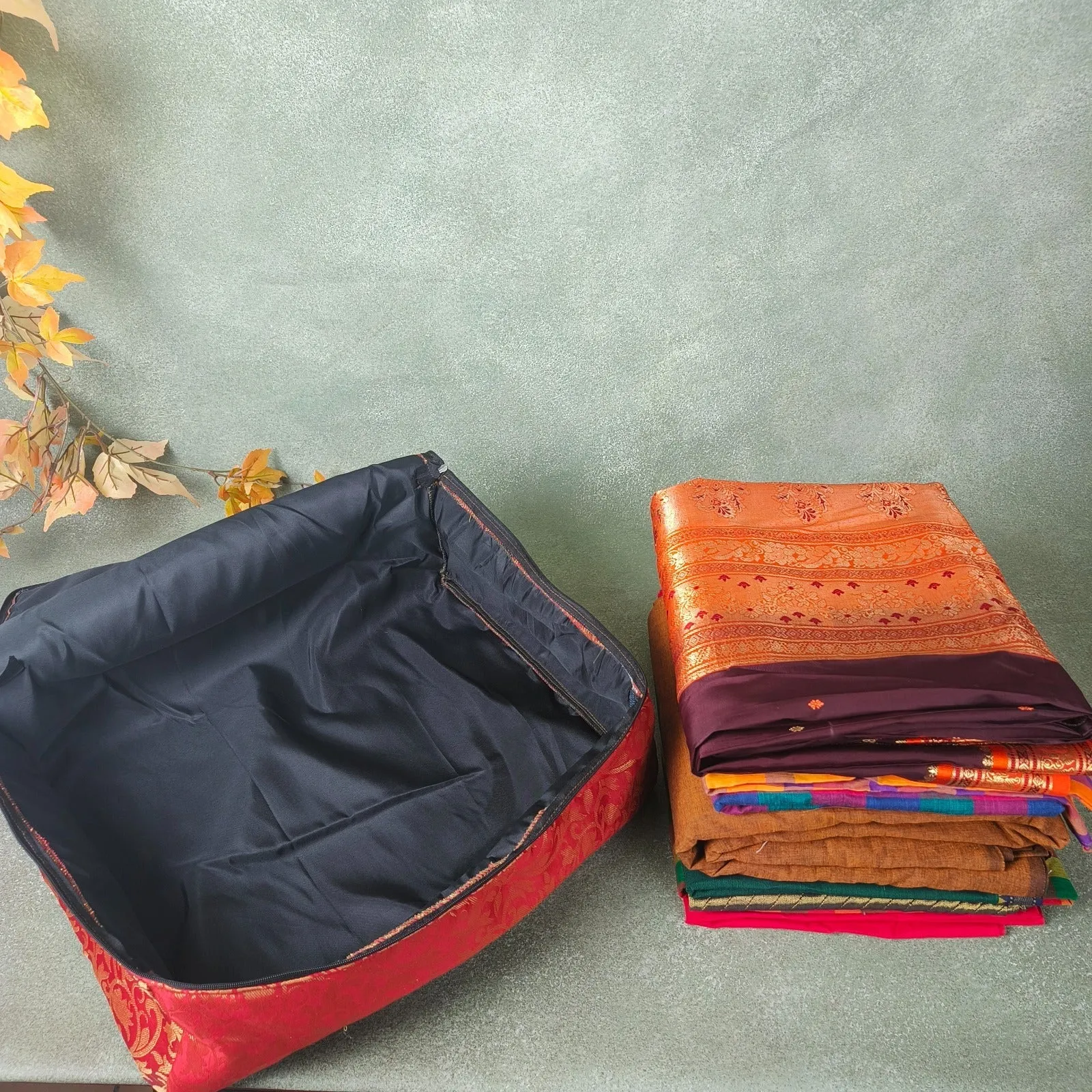 Saree Storage Bags Red Brocade Diamond weaves
