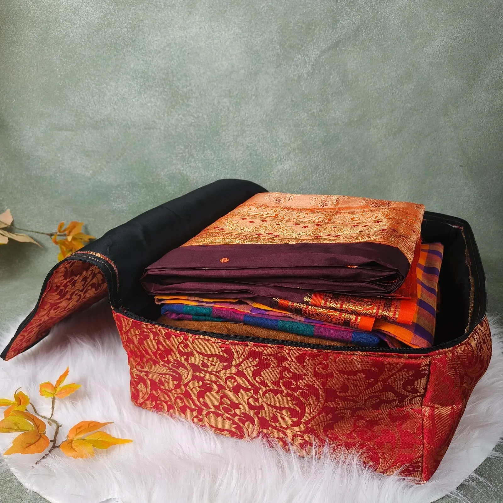 Saree Storage Bags Red Brocade Diamond weaves