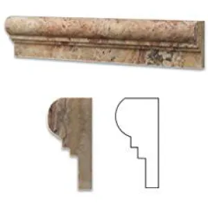 Scabos Travertine Honed 2 1/2 X 12 OG-2 Chair Rail Liner Trim - Box of 5 pcs.
