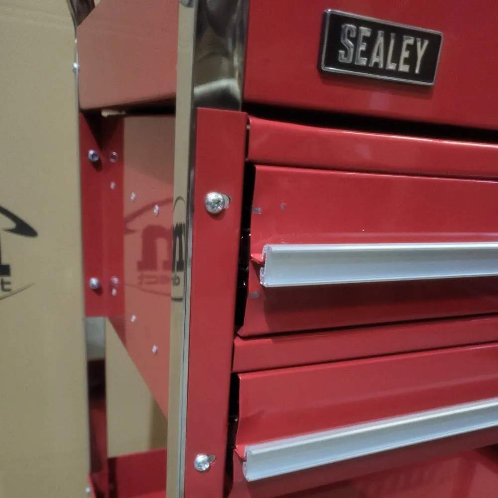 Sealey Heavy-Duty 2-Level Workshop Trolley with Lockable Top & 2 Drawers - Red - D