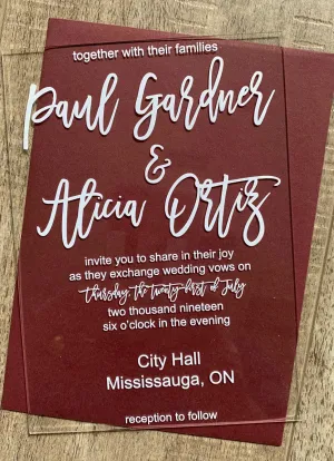 SIMPLE ACRYLIC INVITATION 5"X7"