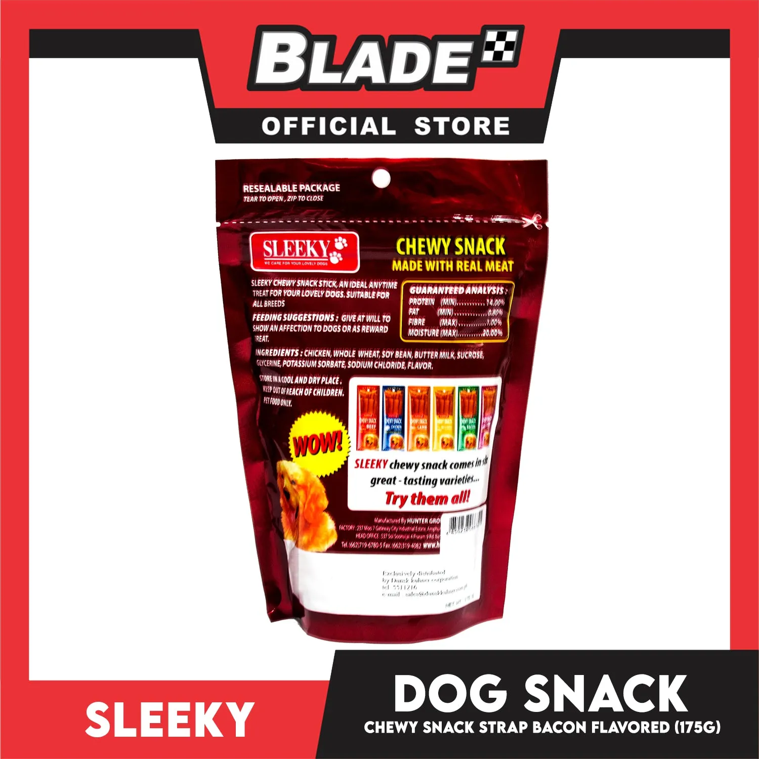 Sleeky Chewy Strap Bacon Flavored 175g Dog Treats