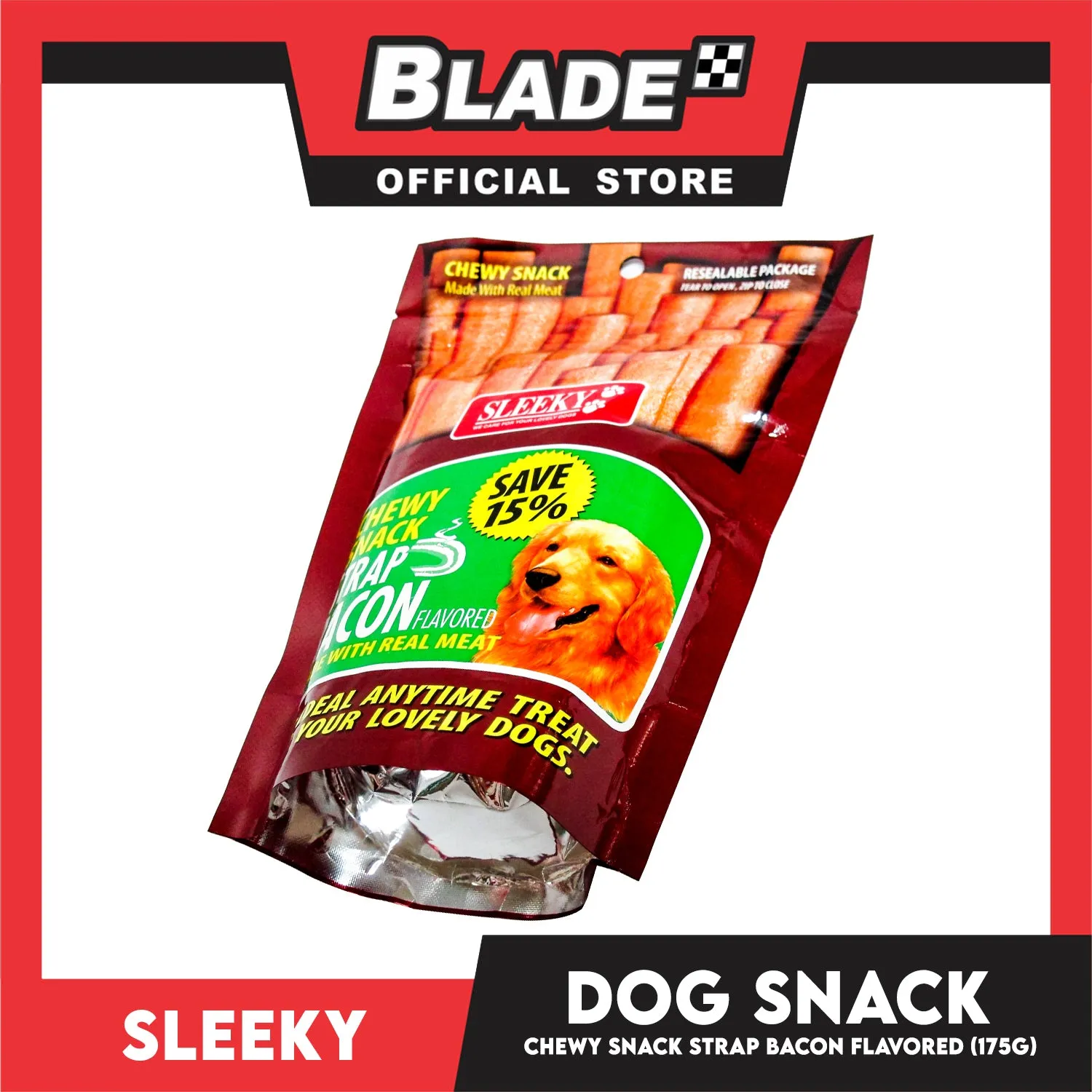Sleeky Chewy Strap Bacon Flavored 175g Dog Treats