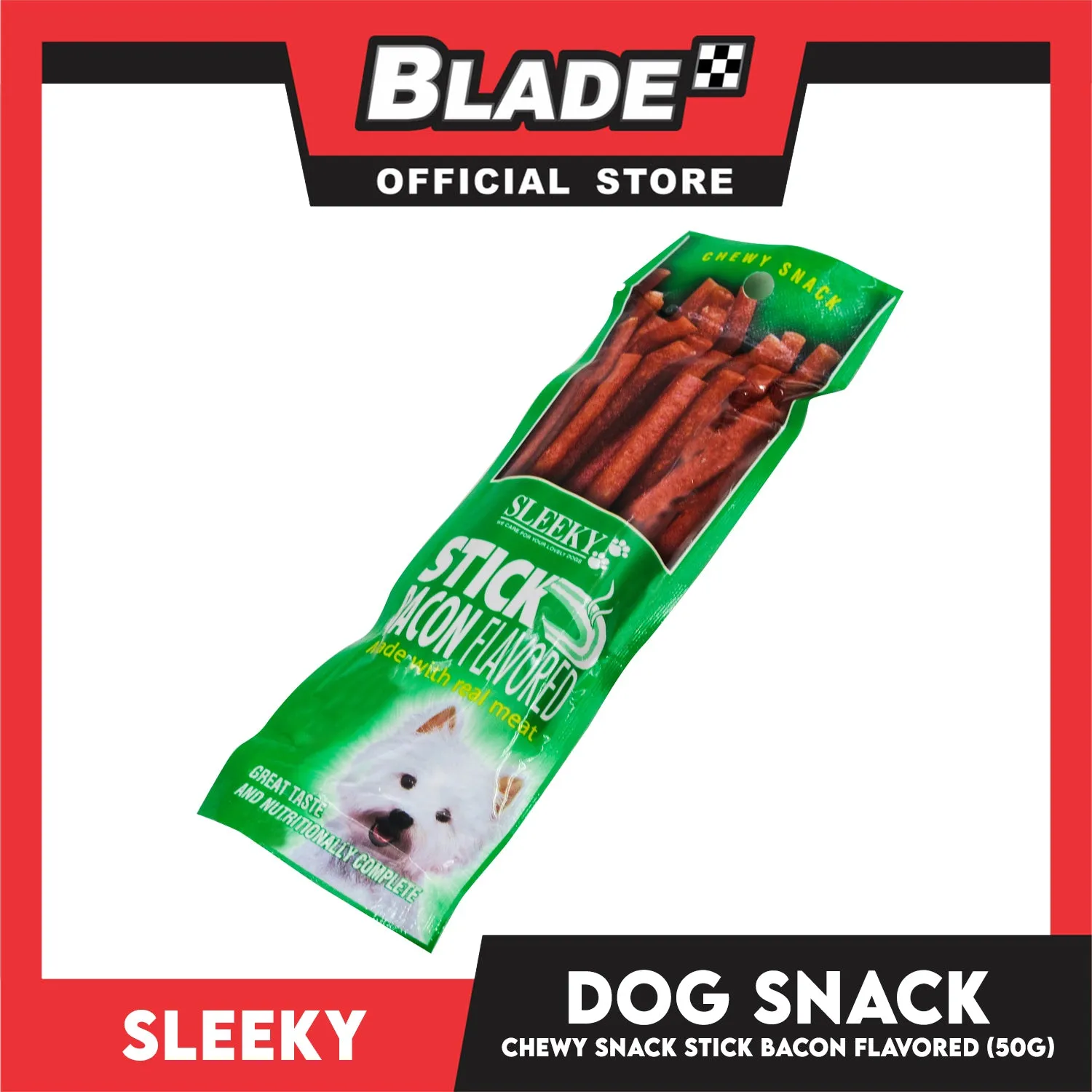 Sleeky Chewy Strap Bacon Flavored 50g Dog Treats