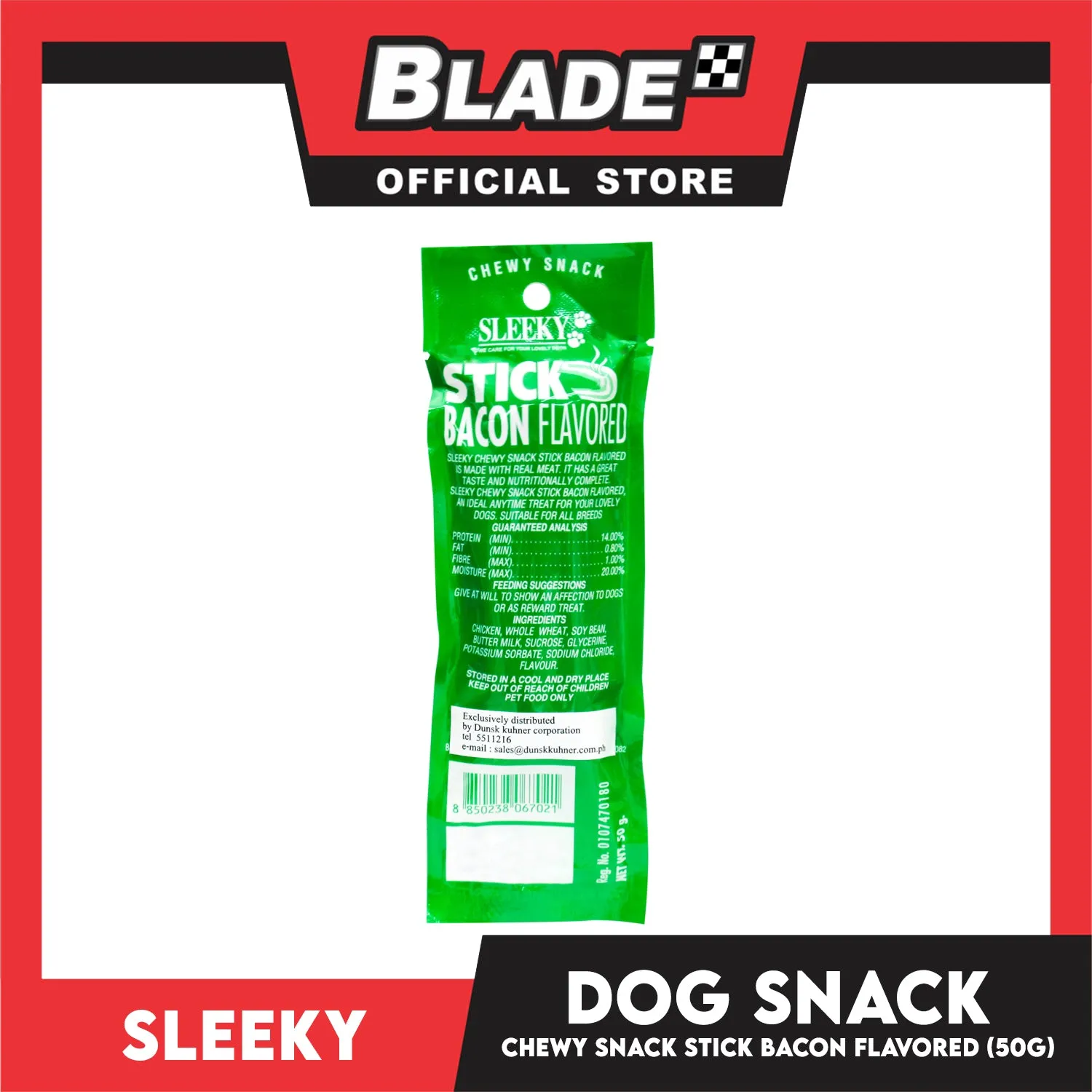 Sleeky Chewy Strap Bacon Flavored 50g Dog Treats