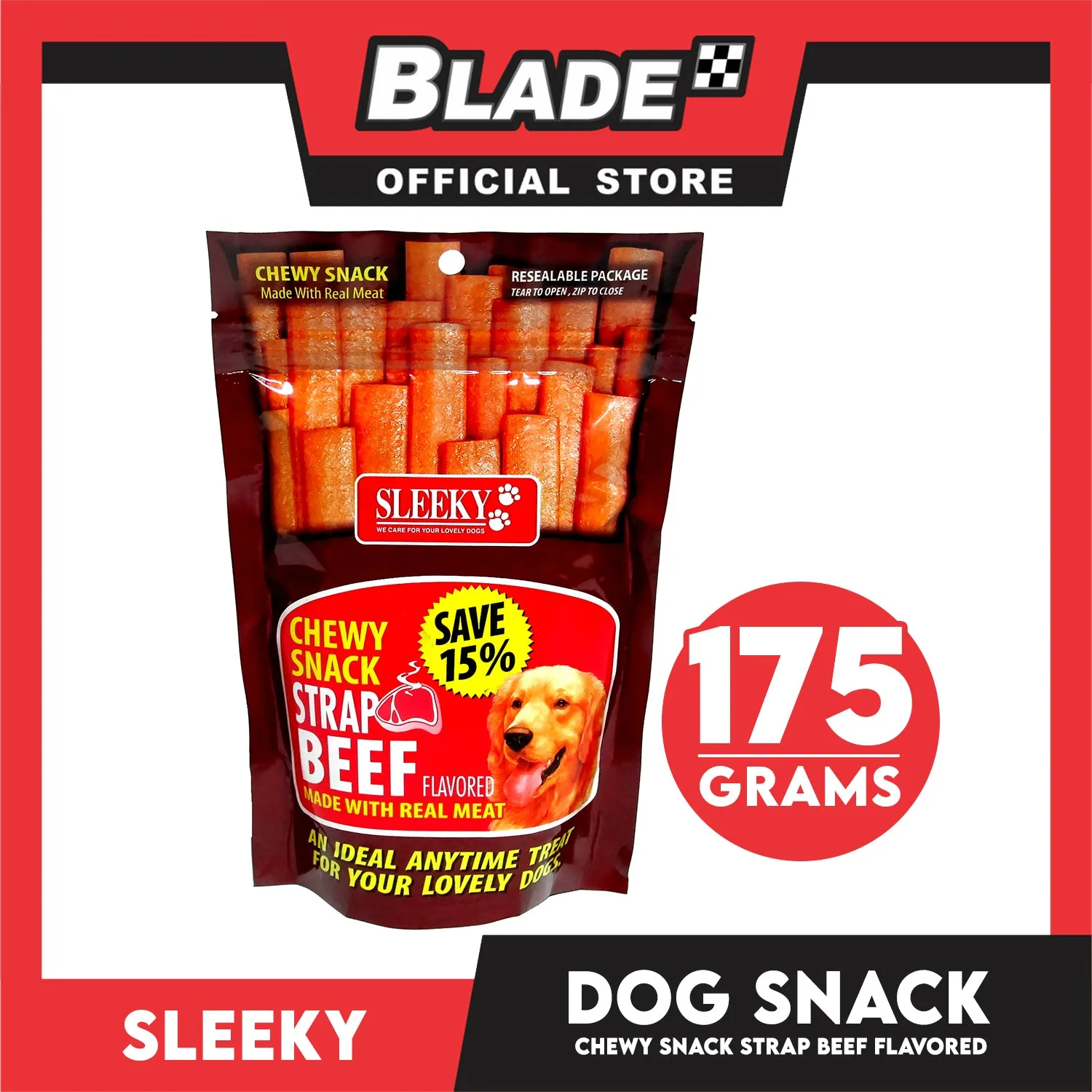 Sleeky Chewy Strap Beef Flavored 175g Dog Treats