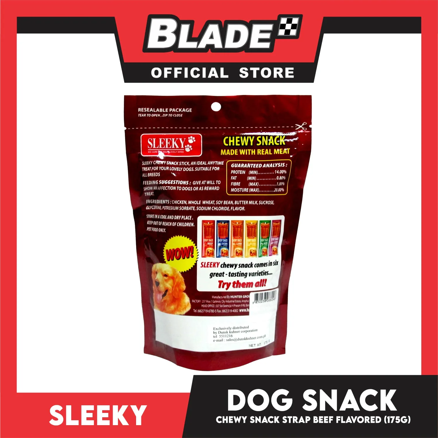 Sleeky Chewy Strap Beef Flavored 175g Dog Treats