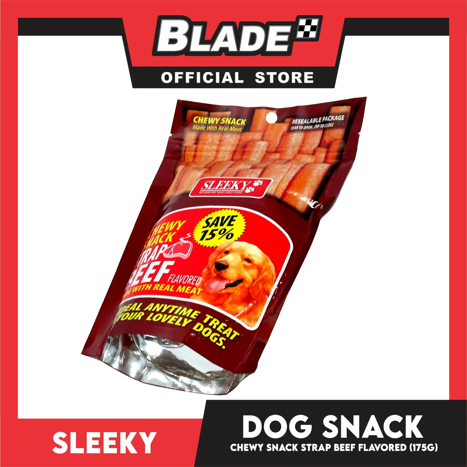 Sleeky Chewy Strap Beef Flavored 175g Dog Treats