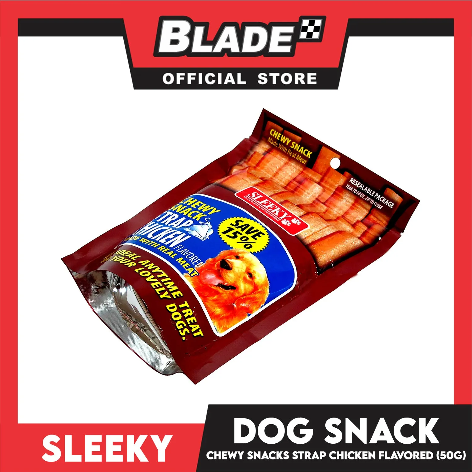 Sleeky Chewy Strap Chicken Flavored 50g Dog Treats