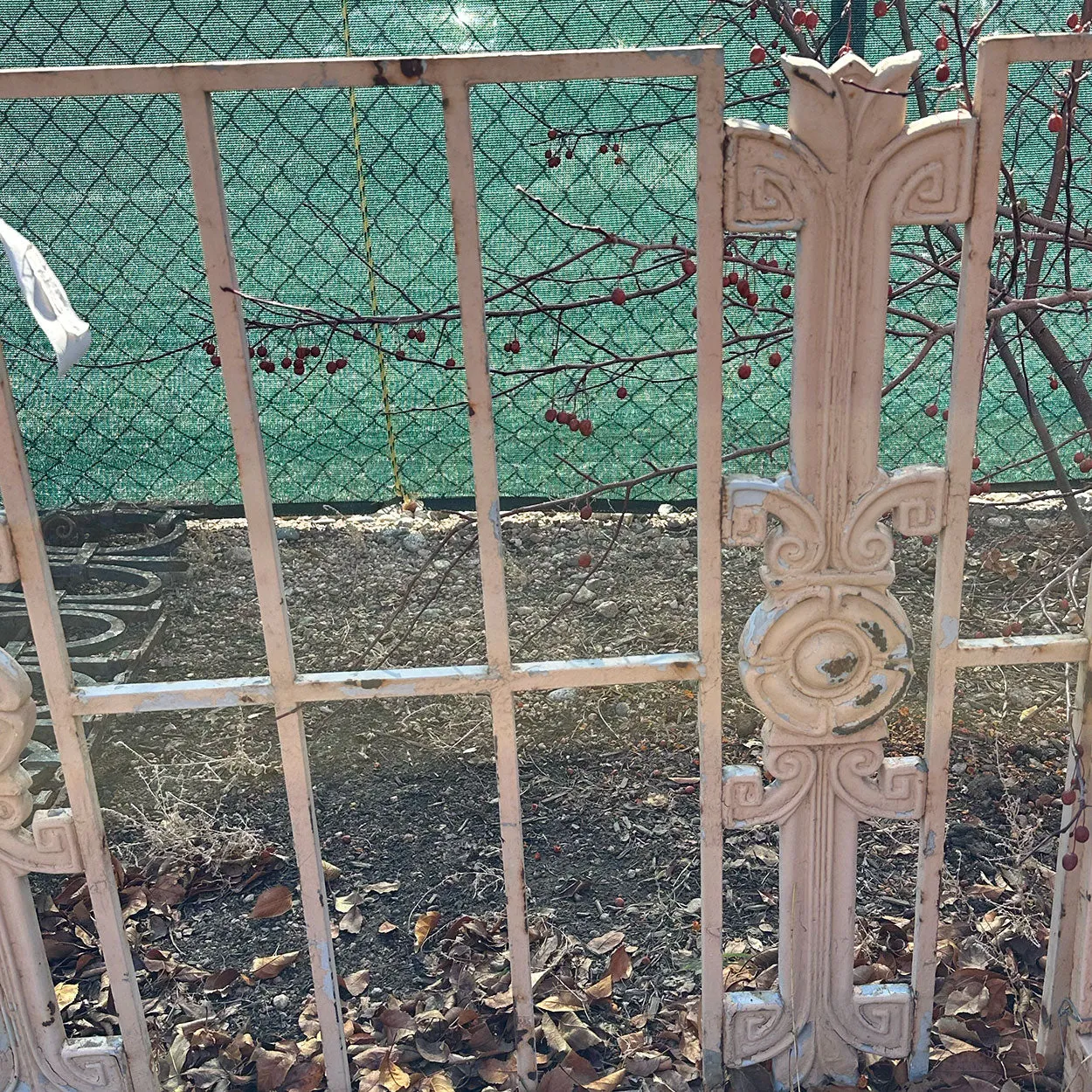 Small Vintage American Art Deco Painted Cast Iron Fitzsimons Hospital Window Grille