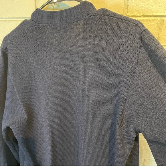 St. John Basics Navy Puffed Sleeve Sweater Cardigan S