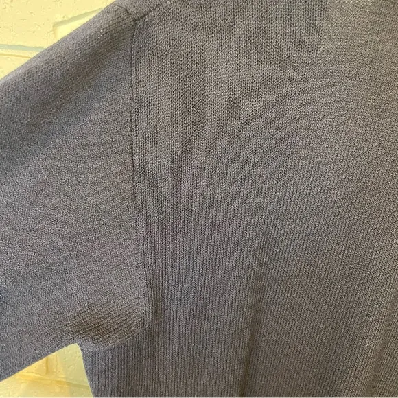 St. John Basics Navy Puffed Sleeve Sweater Cardigan S