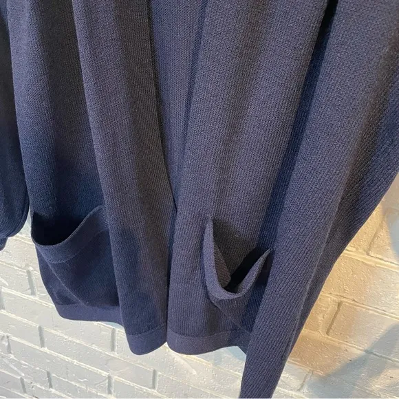 St. John Basics Navy Puffed Sleeve Sweater Cardigan S