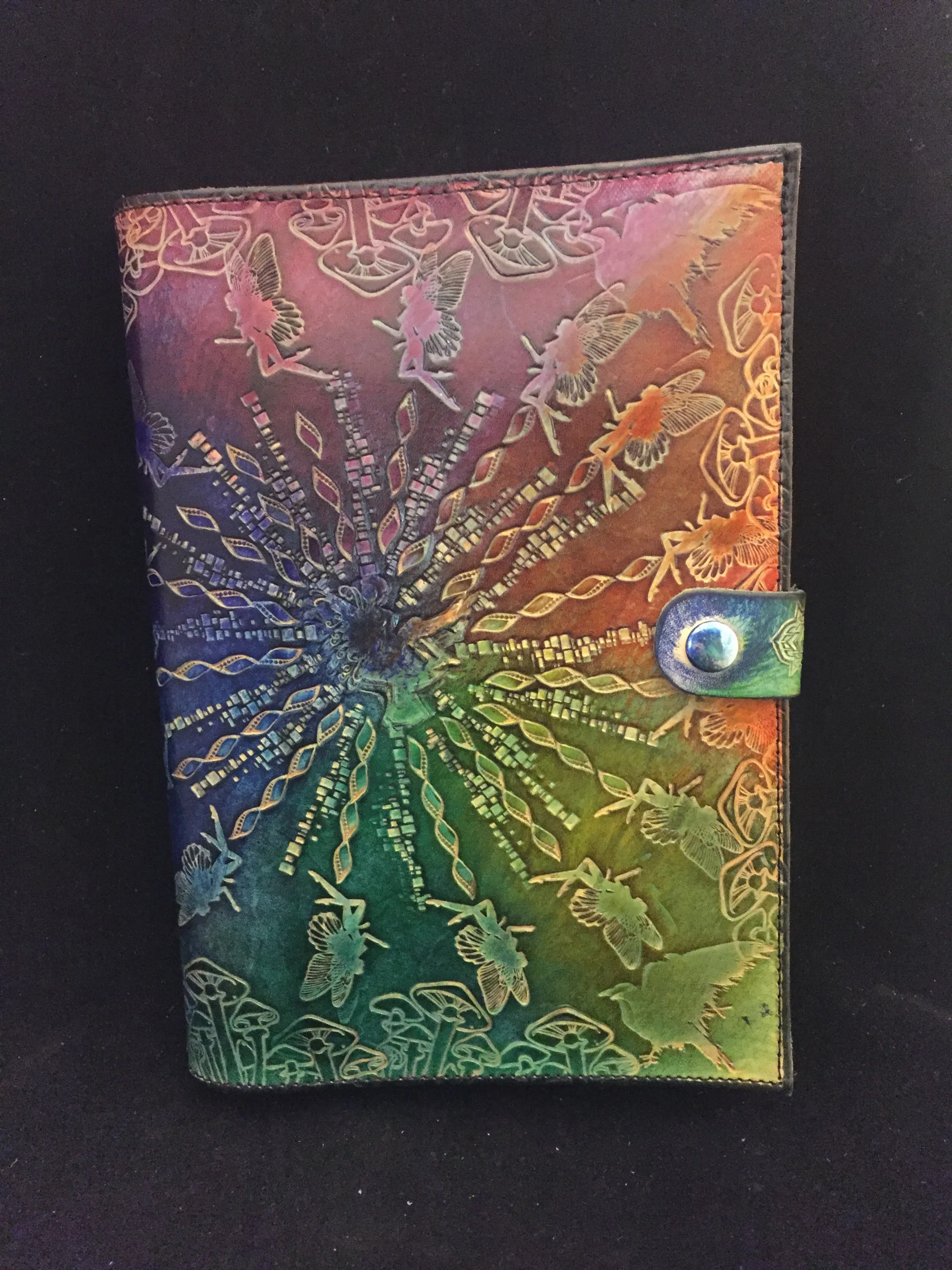 Stamped Leather Journal - Faeries and Mushrooms