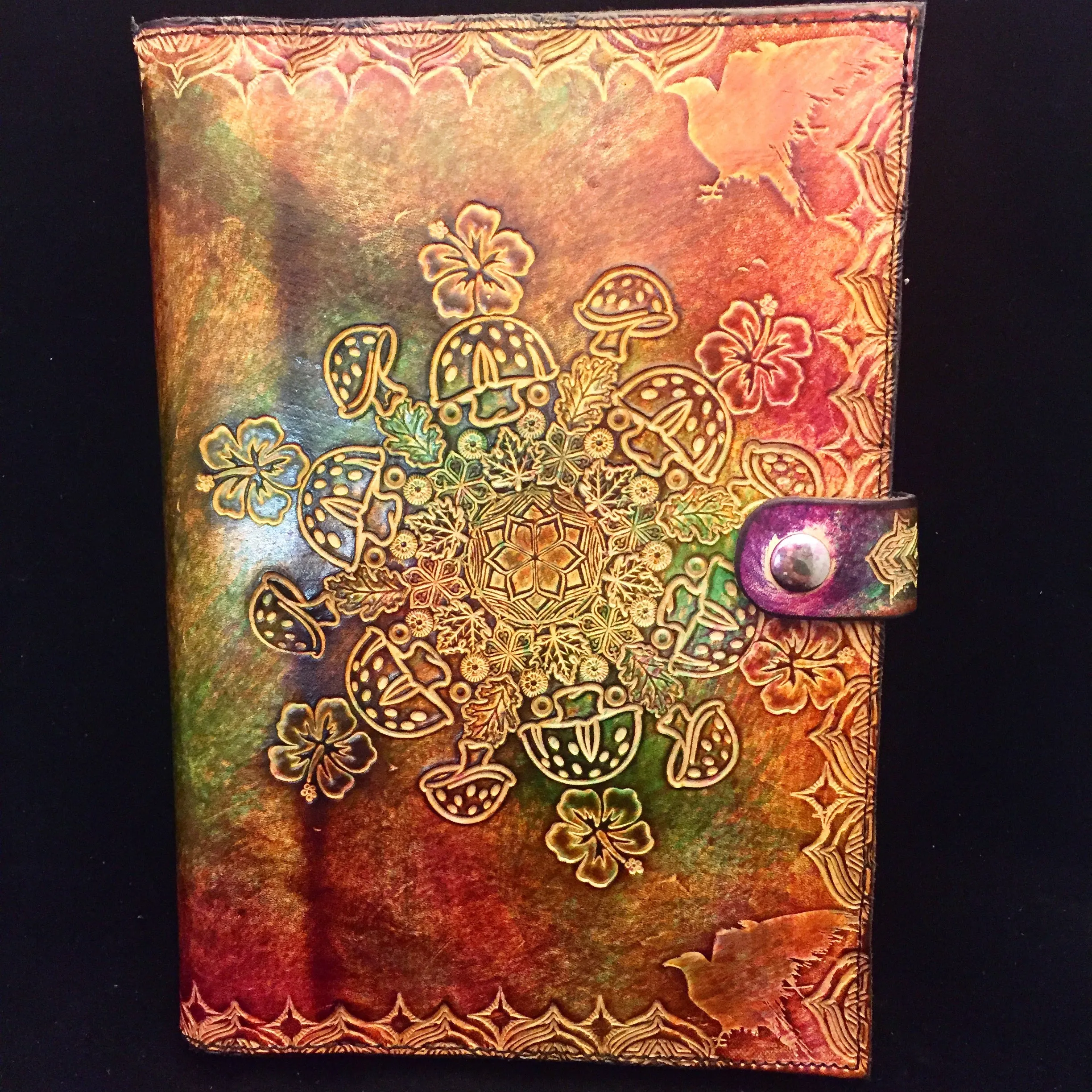 Stamped Leather Journal - Faeries and Mushrooms