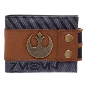 Star Wars Rogue One Rebel Alliance Mixed Material Metal Logo Snap Bi-Fold Wallet