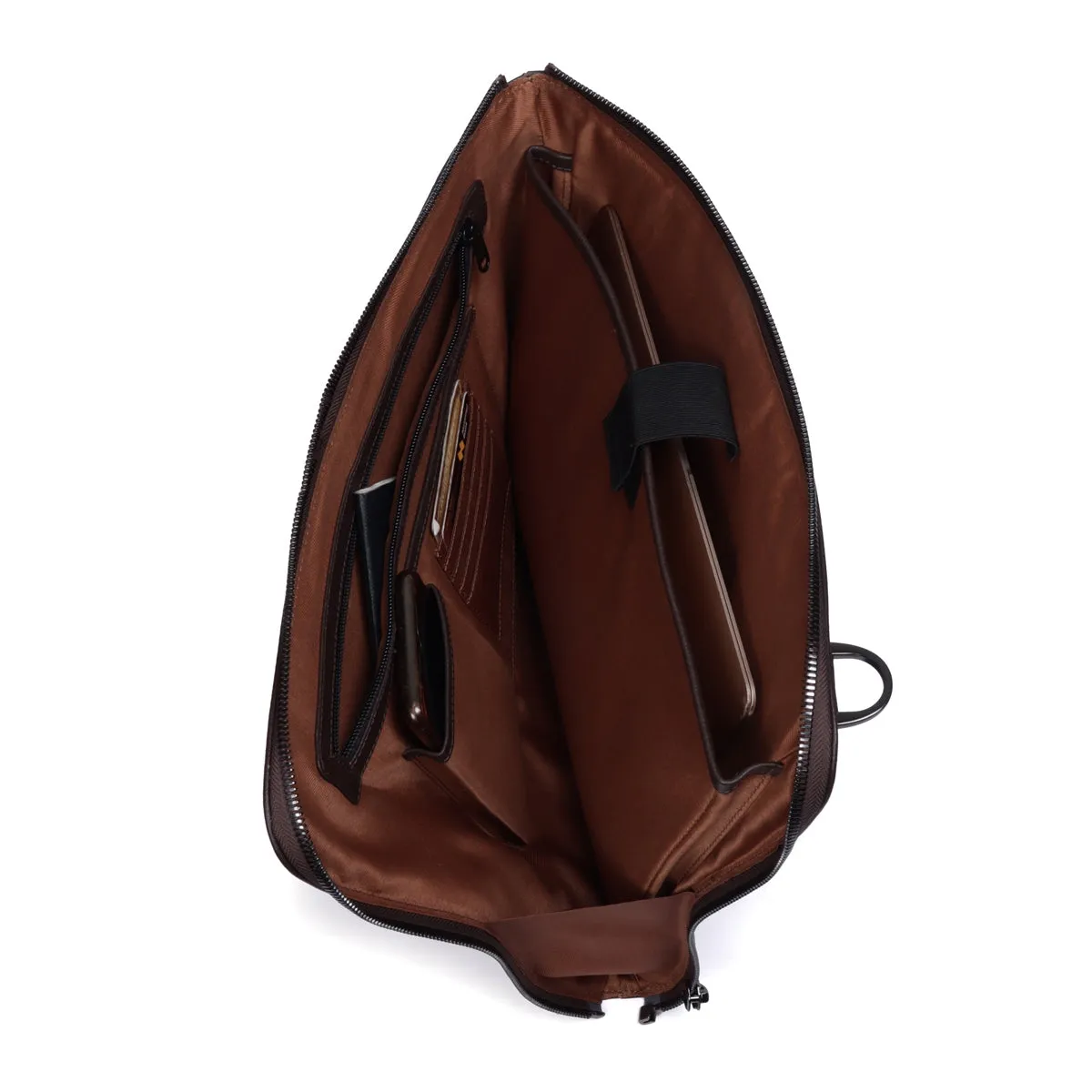 Stylish Laptop Sleeves Embossed Lion Dark Brown Messenger Bag with Zip Compartment By Brune & Bareskin