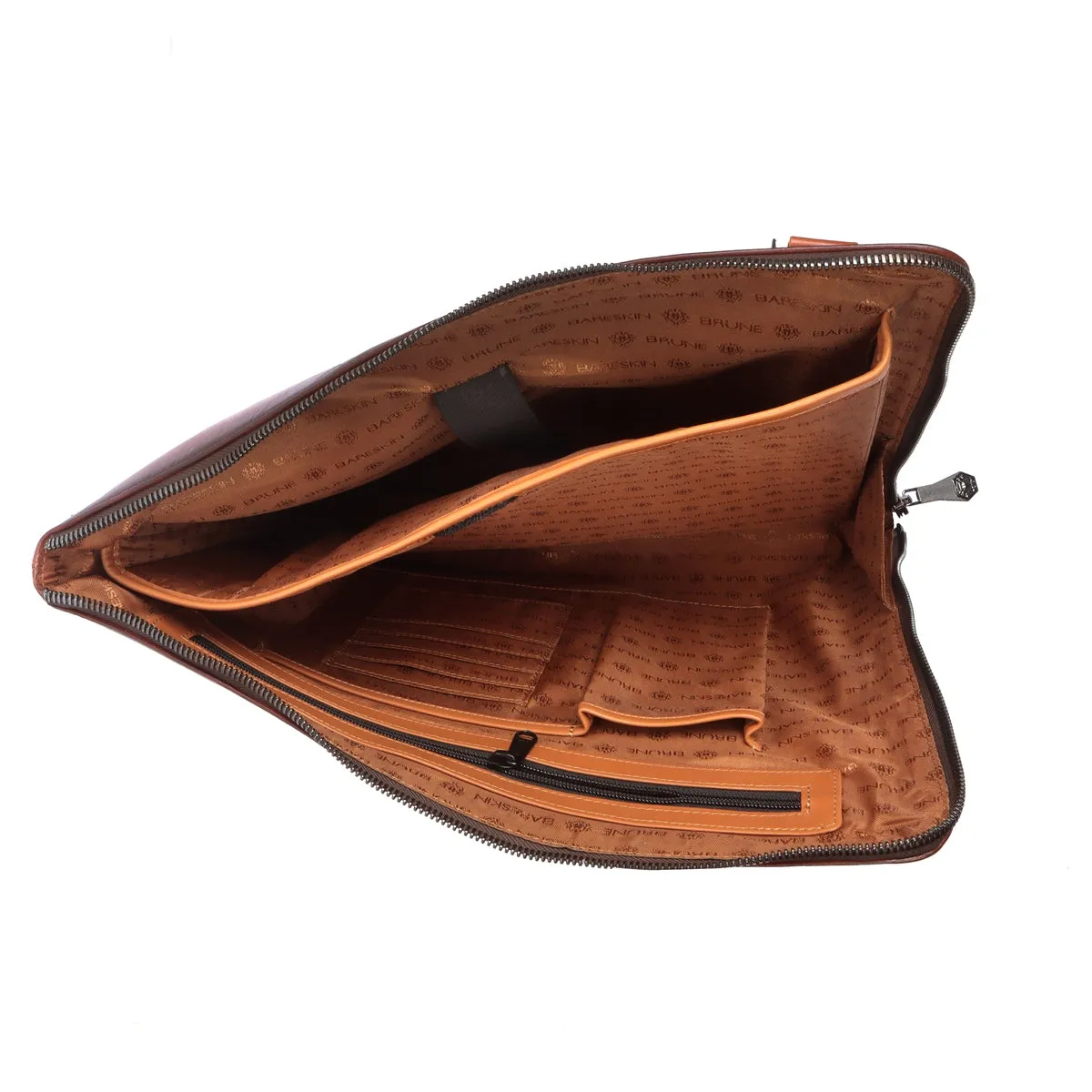 Stylish Laptop Sleeves Embossed Lion Tan Messenger Bag with Zip Compartment By Brune & Bareskin
