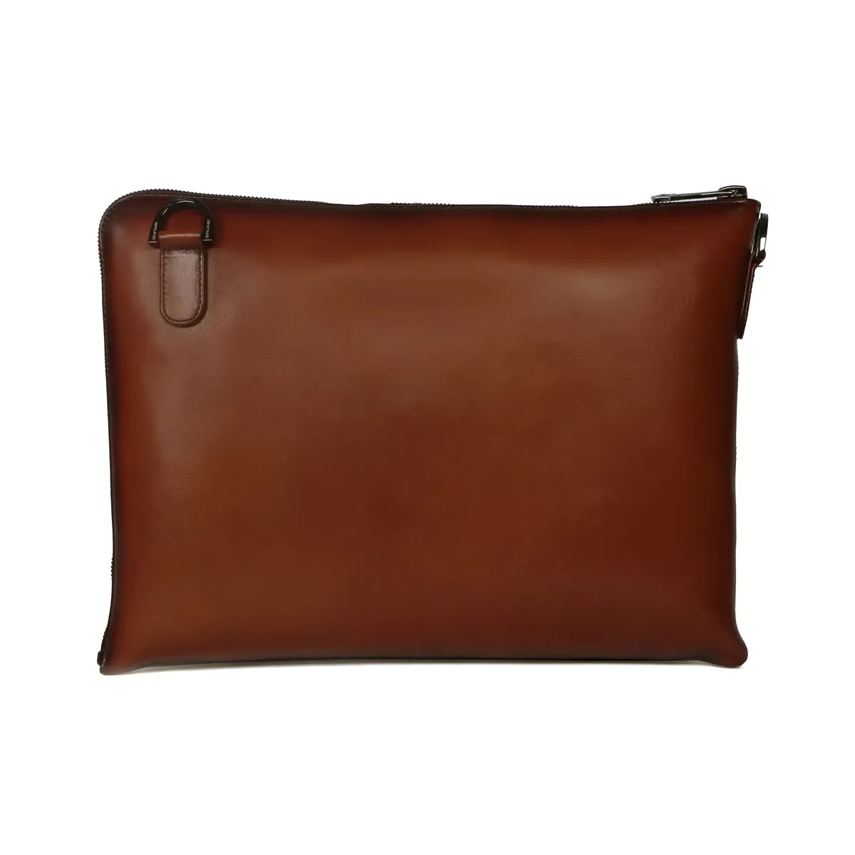 Stylish Laptop Sleeves Embossed Lion Tan Messenger Bag with Zip Compartment By Brune & Bareskin