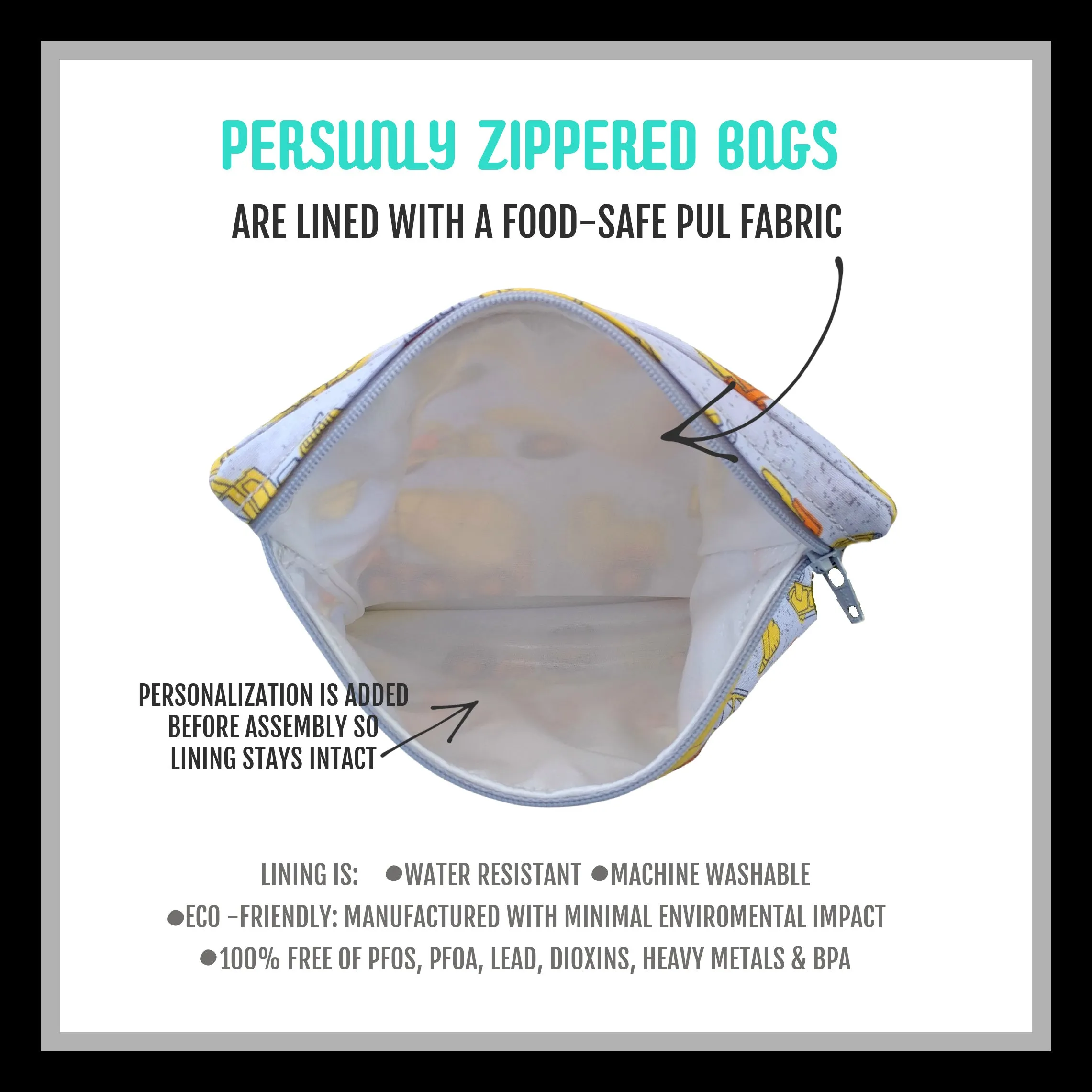 Sushi Personalized Reusable Food Bag