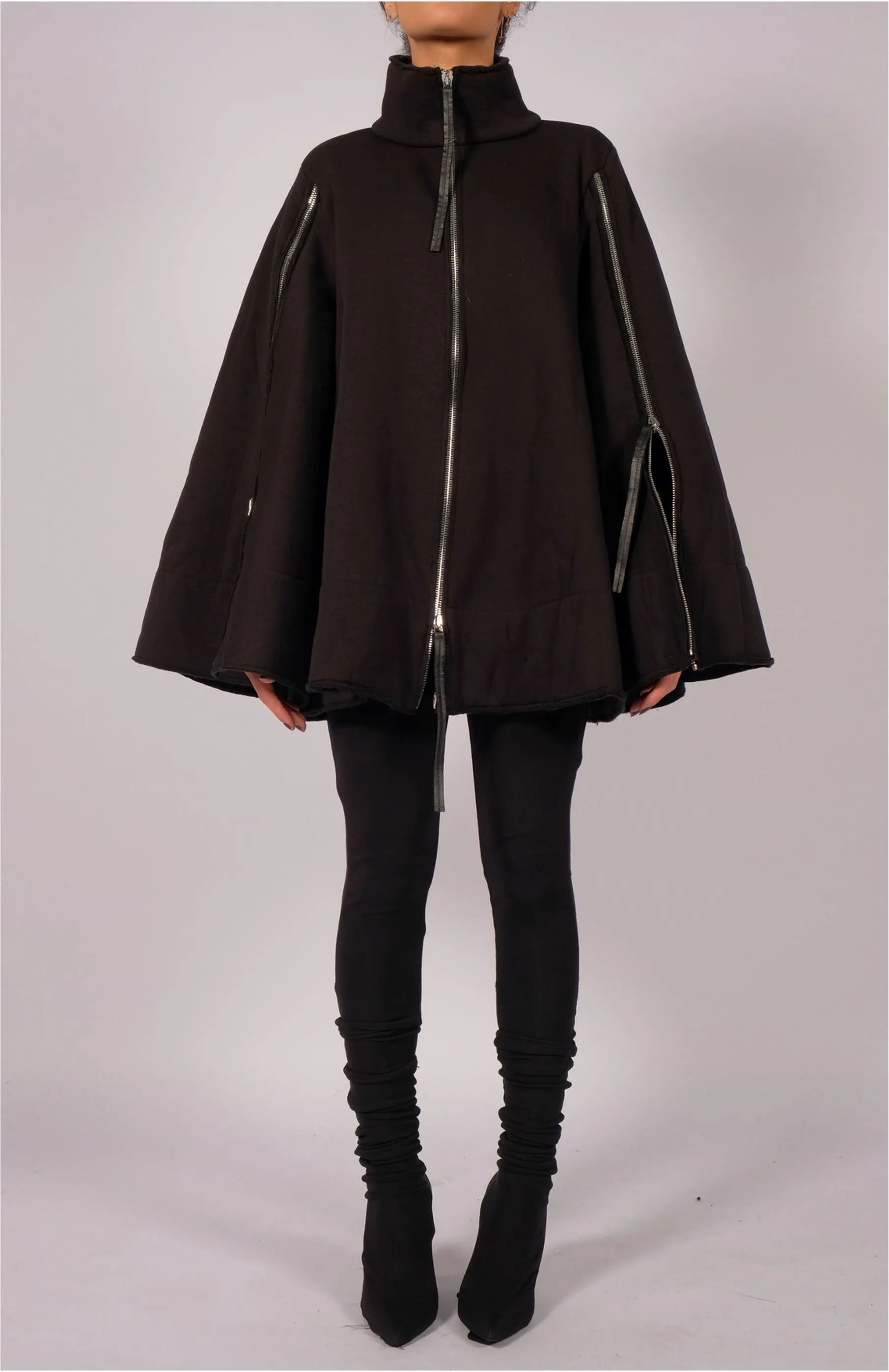 Sweatshirt Cape with Zippers