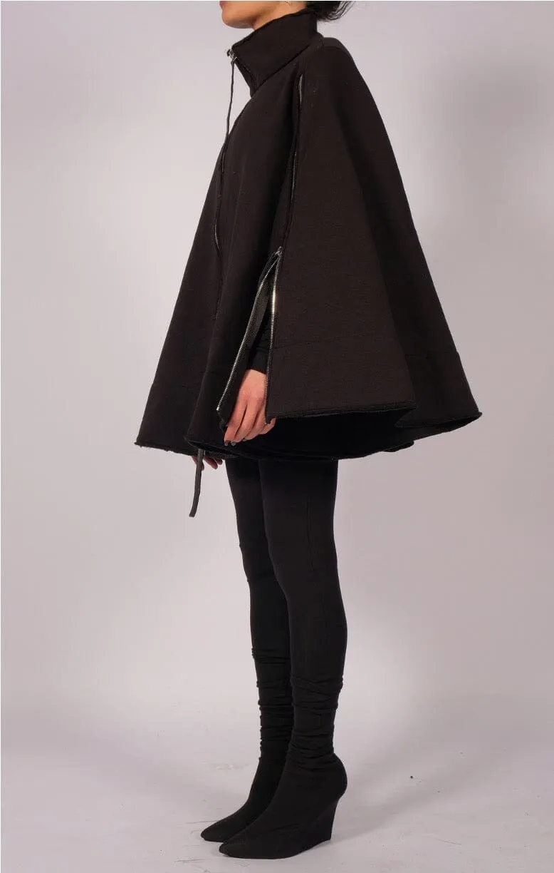 Sweatshirt Cape with Zippers