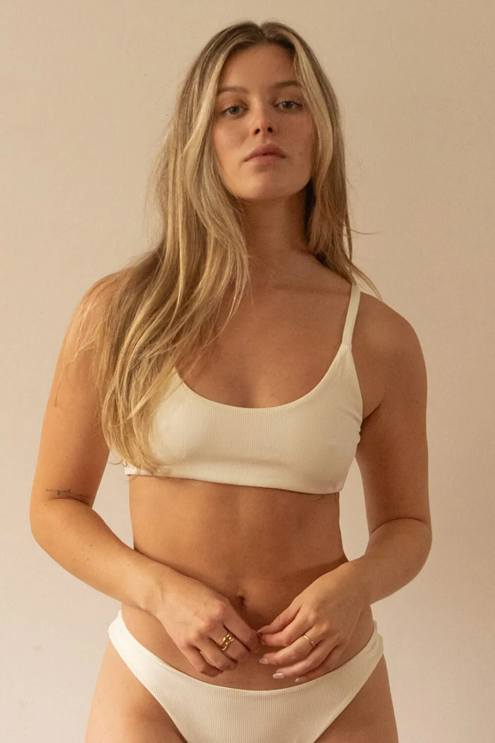 The Bralette Top - Ribbed Cream