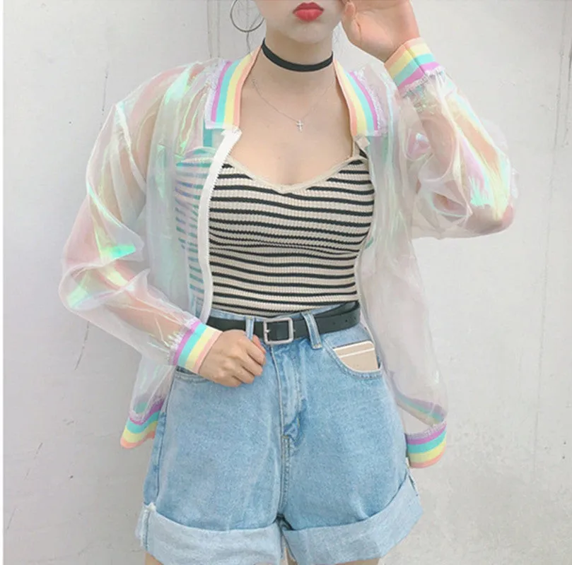 Transparent Organza Rainbow Summer Jacket