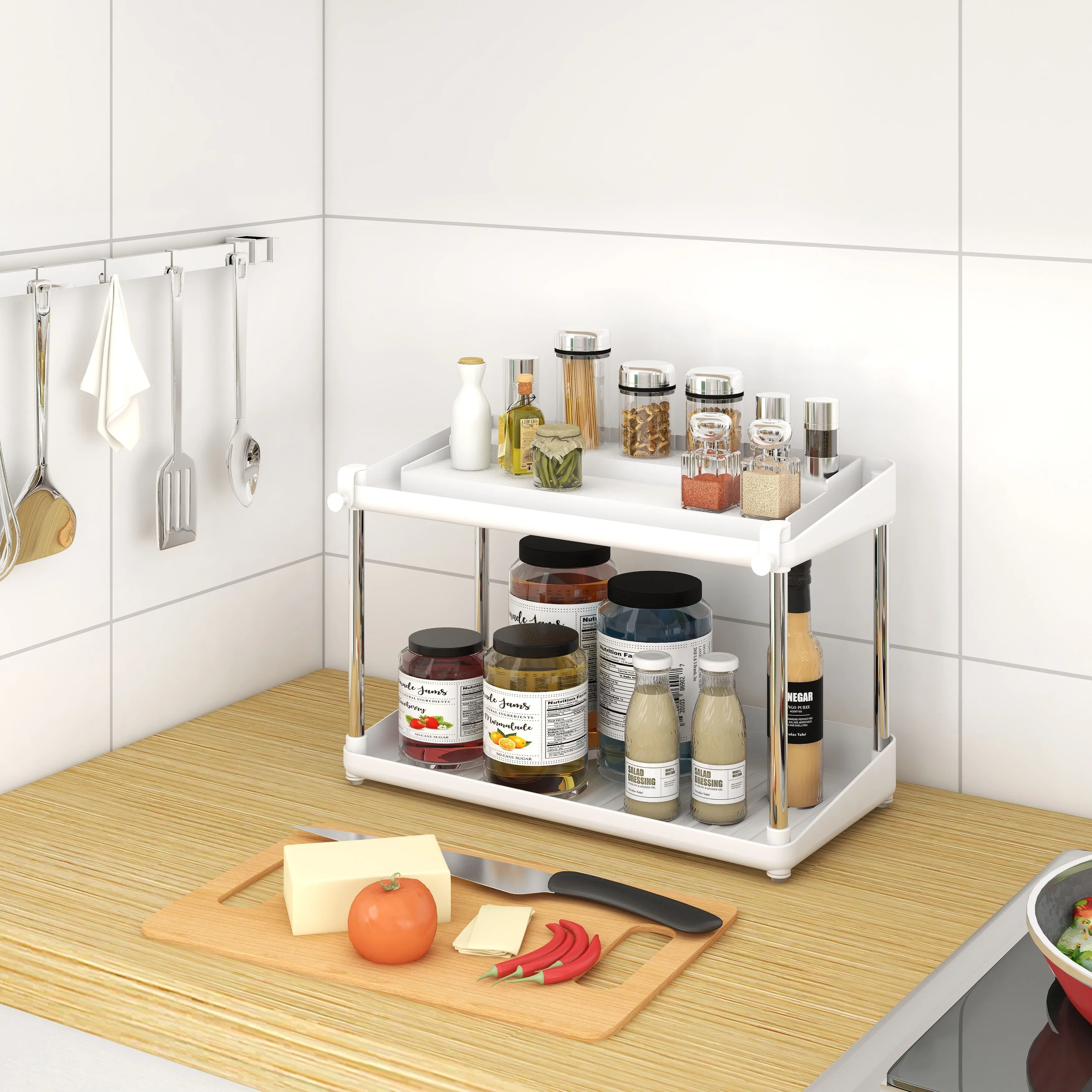 Two Tier Shelf Spice Rack Organizer