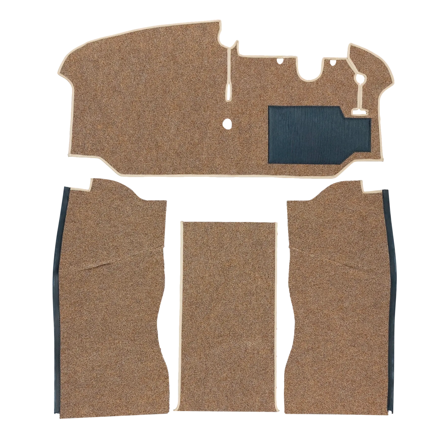 TYPE 2 VAN 1978-79 LATE PEDAL CONFIGURATION COMPLETE FRONT CARPET SET RHD NARROW WEAVE