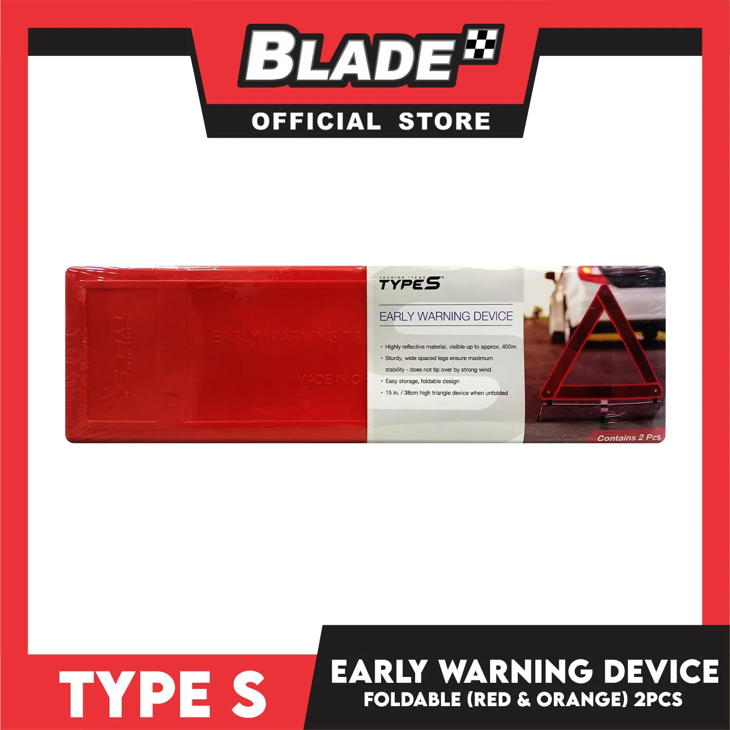 Type S Early Warning Device (Red and Orange) Dual Warning Reflective Triangle Warning Sign